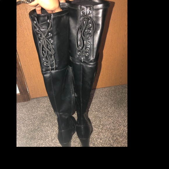 Sexy Black Over the Knee Boots - Picture 3 of 7